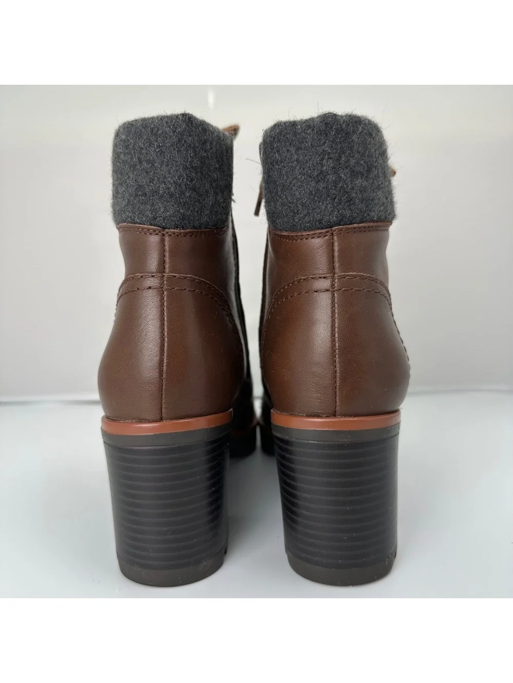 Naturalizer Varuna Waterproof Leather Lace Up Ankle Boots Brown Wool 7.5 womens